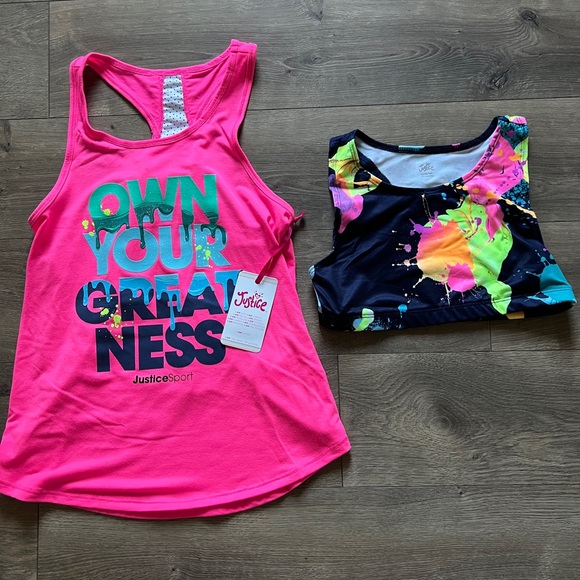 Justice Sport 2 Piece Tank Shirt Set Size Large (12-14) New - Picture 1 of 3